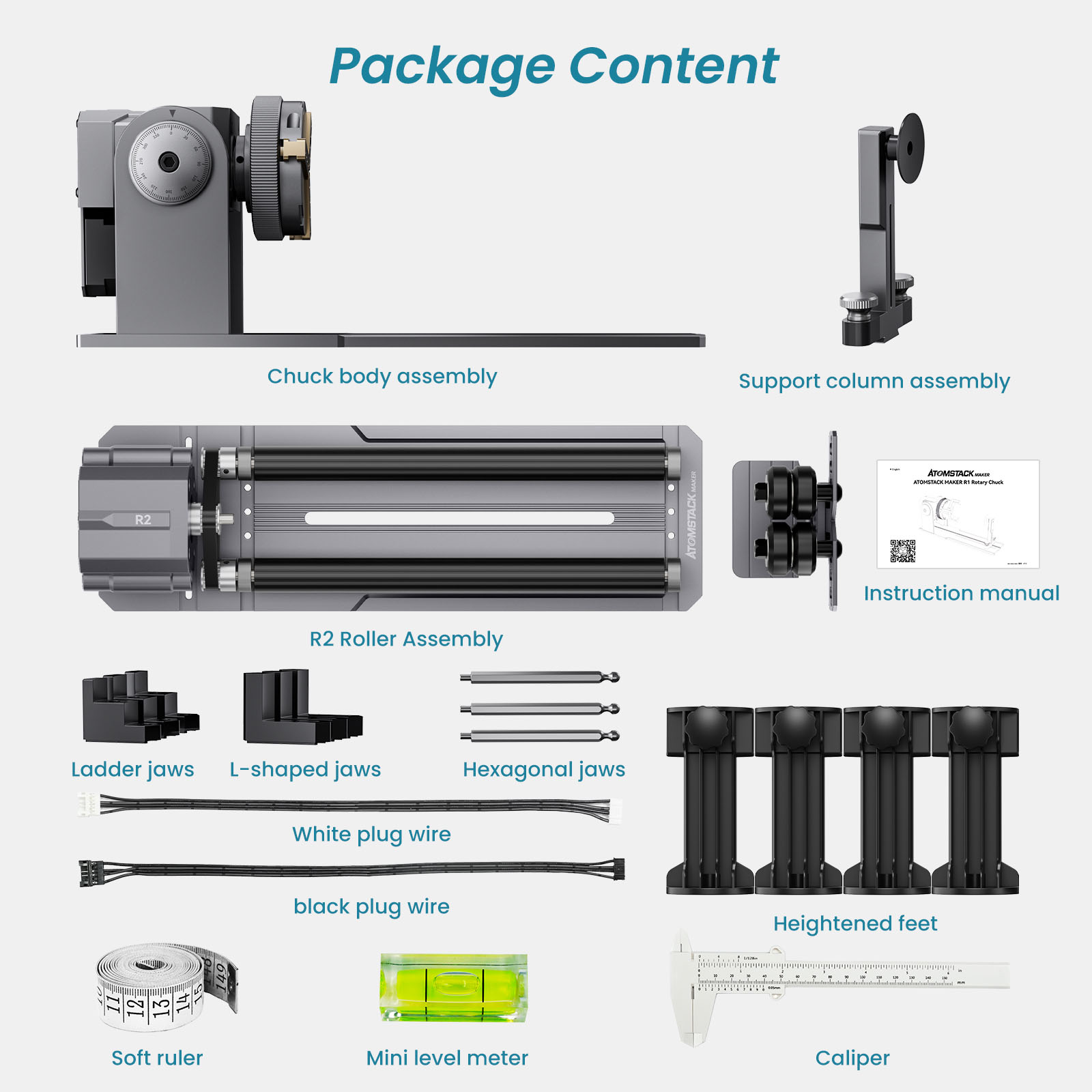 ATOMSTACK Maker R1 Pro Multifunctional Claw Disc Rotary Roller Kit