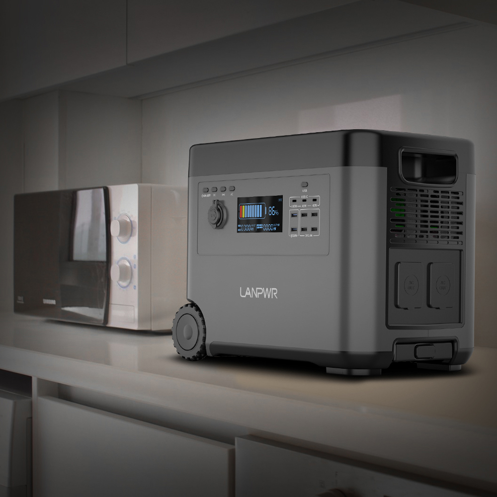 LANPWR 2500W Portable Power Station, 2160Wh LifePo4 Solar Generator, 15W Wireless Charging, 14 Outlets, 65 Mins AC Fast Charging, for Balcony Solar System, Camping, RV Trip, Outdoor Party, Home Use