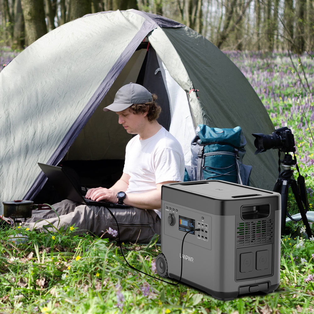 LANPWR 2500W Portable Power Station, 2160Wh LifePo4 Solar Generator, 15W Wireless Charging, 14 Outlets, 65 Mins AC Fast Charging, for Balcony Solar System, Camping, RV Trip, Outdoor Party, Home Use