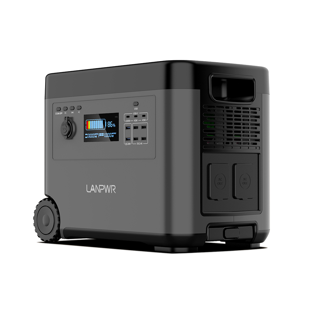 LANPWR 2500W Portable Power Station, 2160Wh LifePo4 Solar Generator, 15W Wireless Charging, 14 Outlets, 65 Mins AC Fast Charging, for Balcony Solar System, Camping, RV Trip, Outdoor Party, Home Use