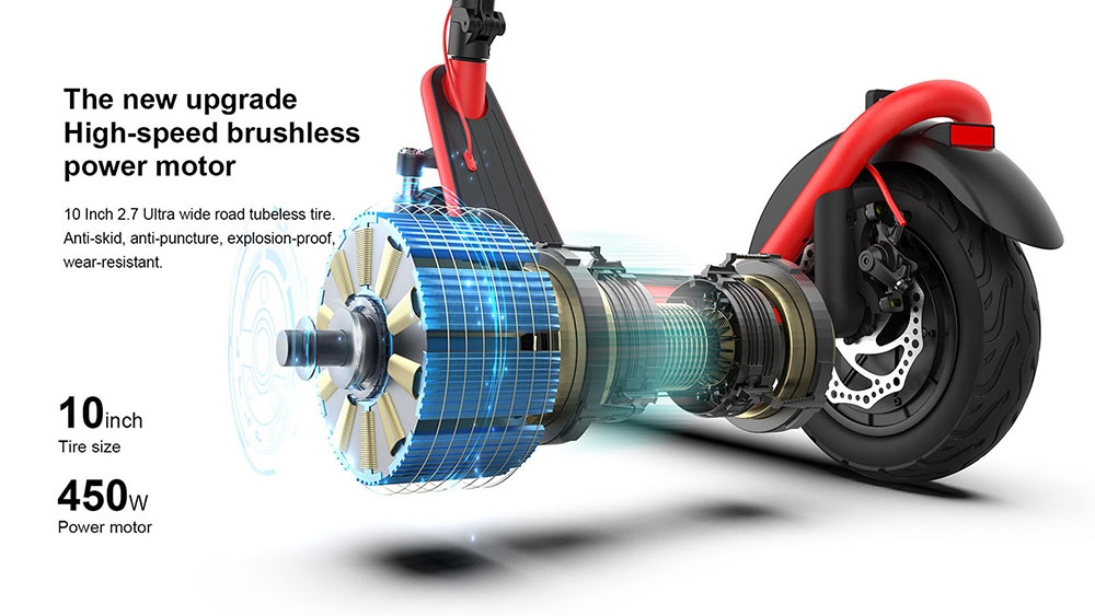 AOVO X11 Electric Scooter 10 inches Tires 450W Motor 36V 13Ah Detachable Battery 35km/h Max Speed 50km Range - Grey