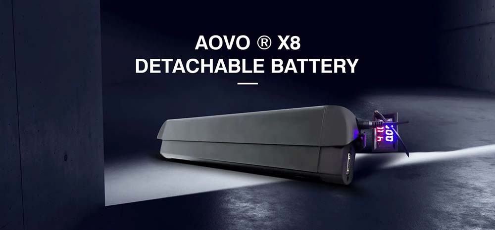 AOVO X8 Electric Scooter 10 inch Tire, 36V 10Ah Battery 350W Motor, 25km/h Max Speed 30-48km Range, 3 Speeds, Removable Battery, Black