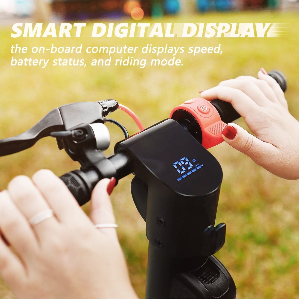 AOVO X8 Electric Scooter 10 inch Tire, 36V 10Ah Battery 350W Motor, 25km/h Max Speed 30-48km Range, 3 Speeds, Removable Battery, Black