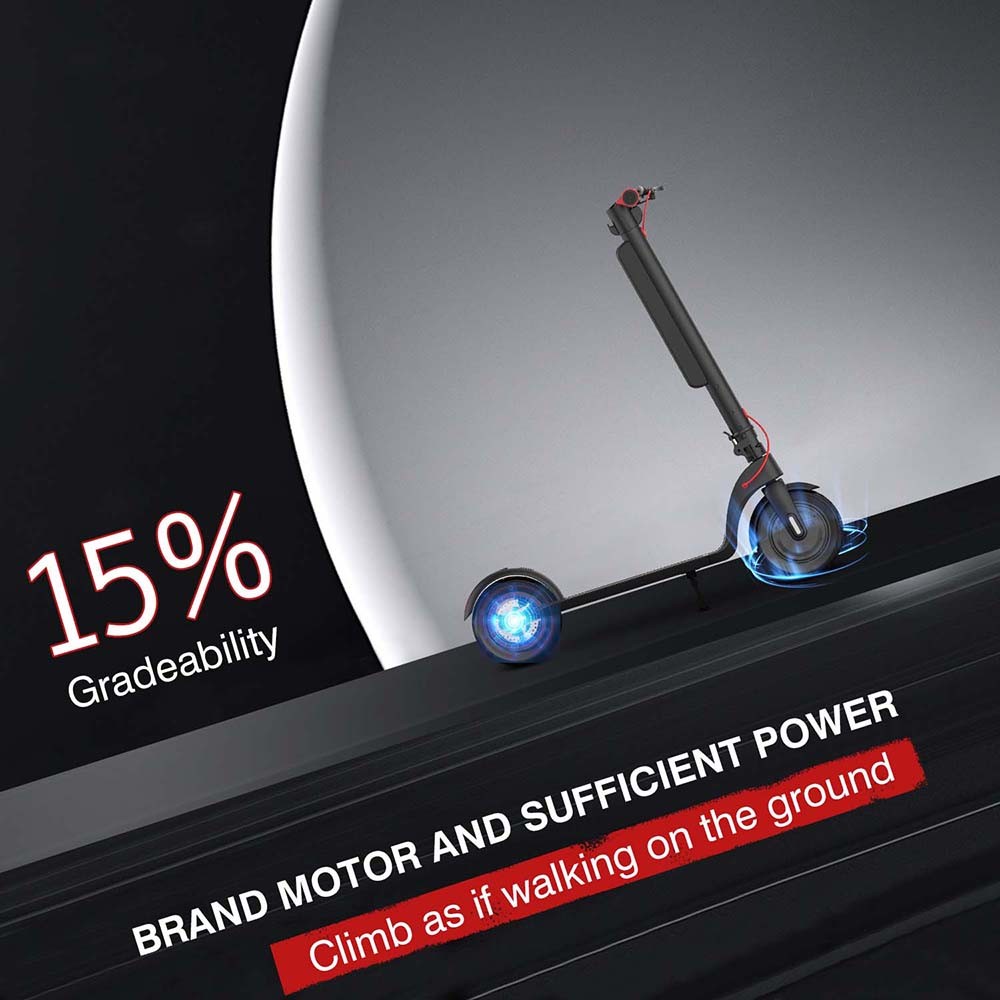 AOVO X8 Electric Scooter 10 inch Tire, 36V 10Ah Battery 350W Motor, 25km/h Max Speed 30-48km Range, 3 Speeds, Removable Battery, Black