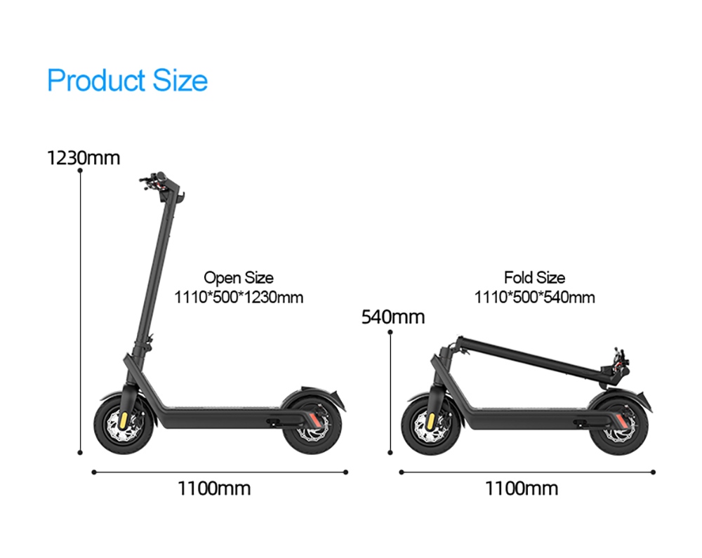 AOVO X9 Max Electric Scooter 10 inches Tire 48V 500W Motor 40km/h Max Speed 100km Range Detachable Battery - Black