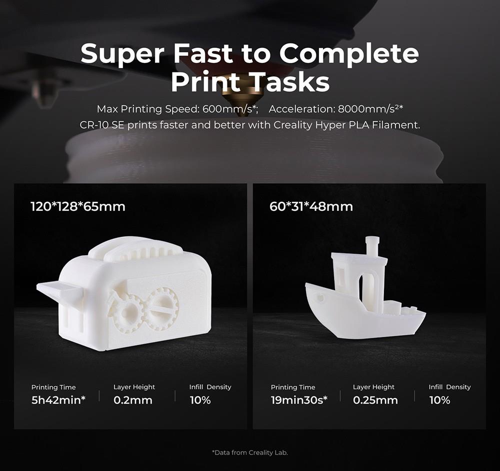 Creality CR-10 SE 3D Printer, Auto Leveling, 600mm/s Max Printing Speed, 4.3-inch Touch Screen, 220*220*265mm