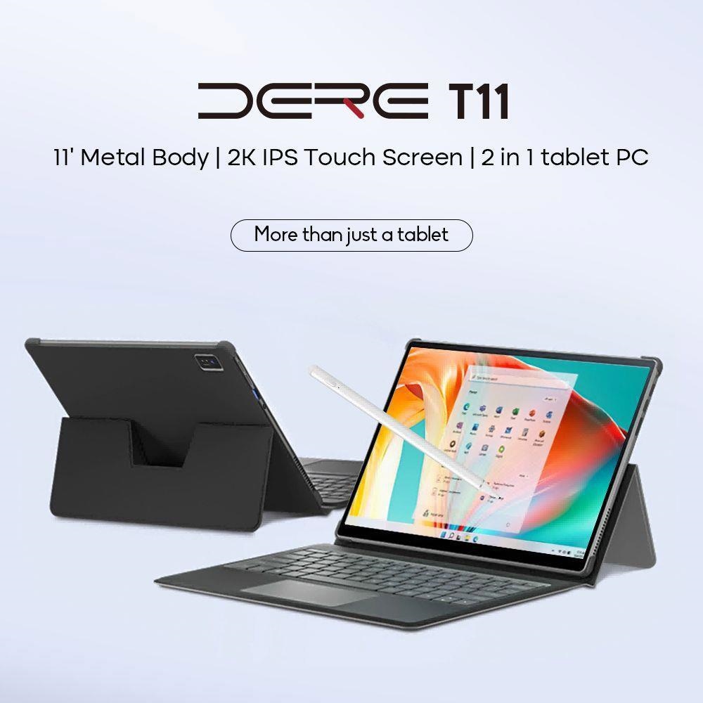 DERE T11 2-in-1 Laptop 11 inch Touch Screen HD 2K IPS Intel Celeron N5100 16GB RAM 512GB SSD Windows 11 - Silver