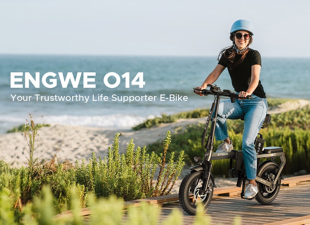 ENGWE O14 Electric Bike 14*2.125 inch Tire 48V 250W Motor 25km/h Speed 15.6Ah Battery 71km Mileage - Black
