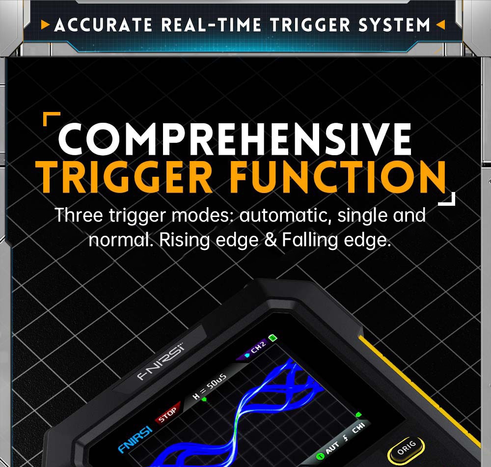 FNIRSI DPOX180H Digital Phosphor Oscilloscope 2 in 1 Dual-channel, 180MHz Bandwidth, DDS Signal Generator, US Plug - Yellow
