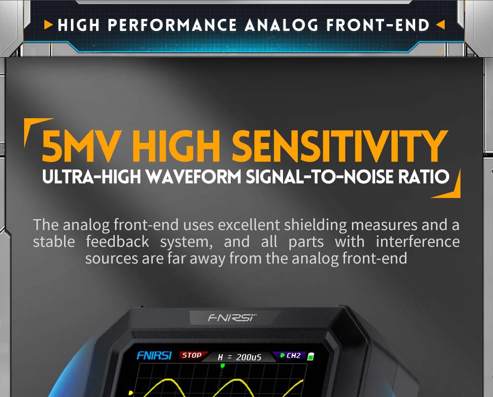 FNIRSI DPOX180H Digital Phosphor Oscilloscope 2 in 1 Dual-channel, 180MHz Bandwidth, DDS Signal Generator, US Plug - Yellow