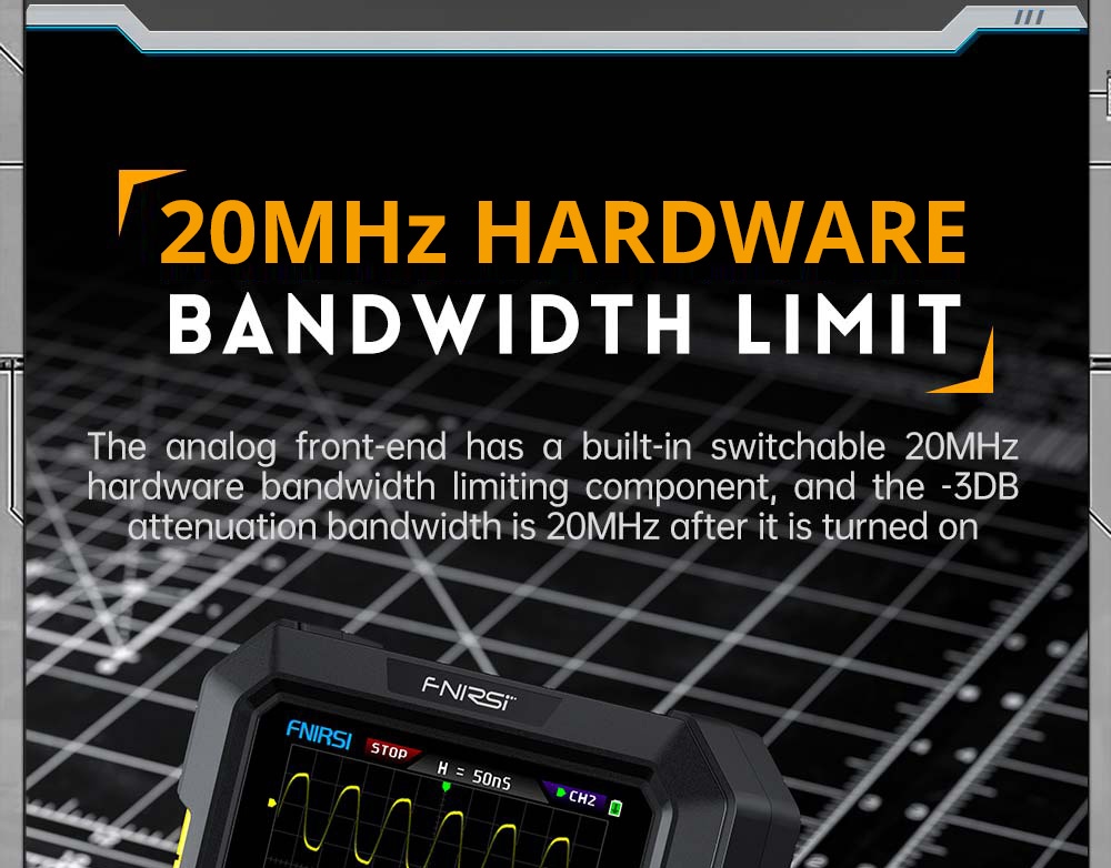 FNIRSI DPOX180H Digital Phosphor Oscilloscope 2 in 1 Dual-channel, 180MHz Bandwidth, DDS Signal Generator, US Plug - Yellow