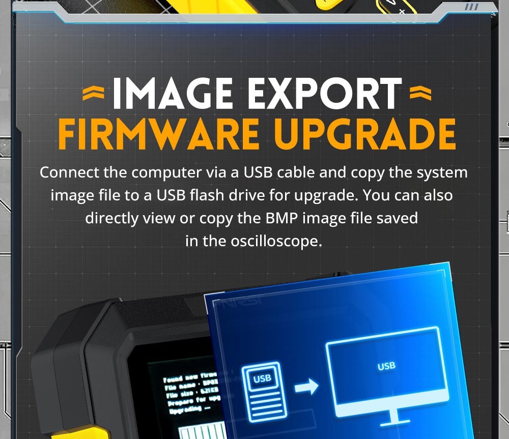 FNIRSI DPOX180H Digital Phosphor Oscilloscope 2 in 1 Dual-channel, 180MHz Bandwidth, DDS Signal Generator, US Plug - Yellow