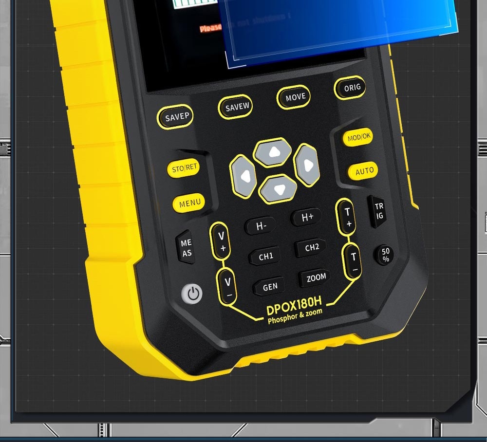 FNIRSI DPOX180H Digital Phosphor Oscilloscope 2 in 1 Dual-channel, 180MHz Bandwidth, DDS Signal Generator, US Plug - Yellow