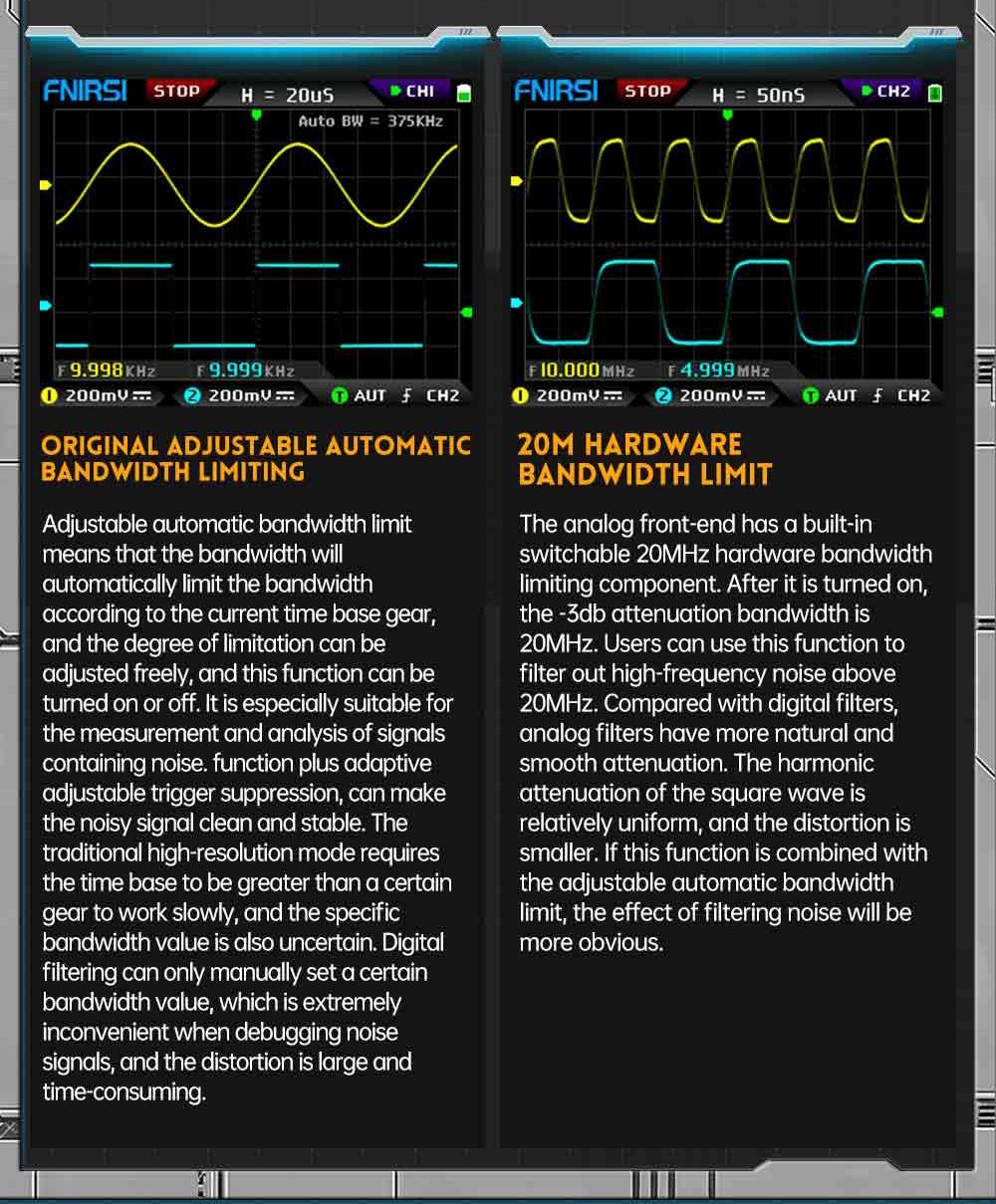 FNIRSI DPOX180H Digital Phosphor Oscilloscope 2 in 1 Dual-channel, 180MHz Bandwidth, DDS Signal Generator, US Plug - Yellow