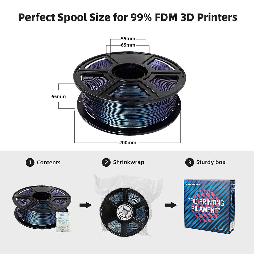 Flashforge 1.75mm PLA Multicolor 3D Printing Filament 1kg Burnt Titanium