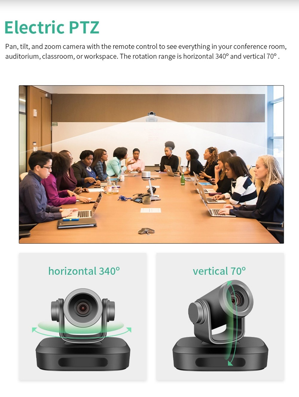 GUCEE G07-4K10X Webcam, 4K HD 10x Optical Zoom Auto Focus Built-in Microphone - Black, EU Plug