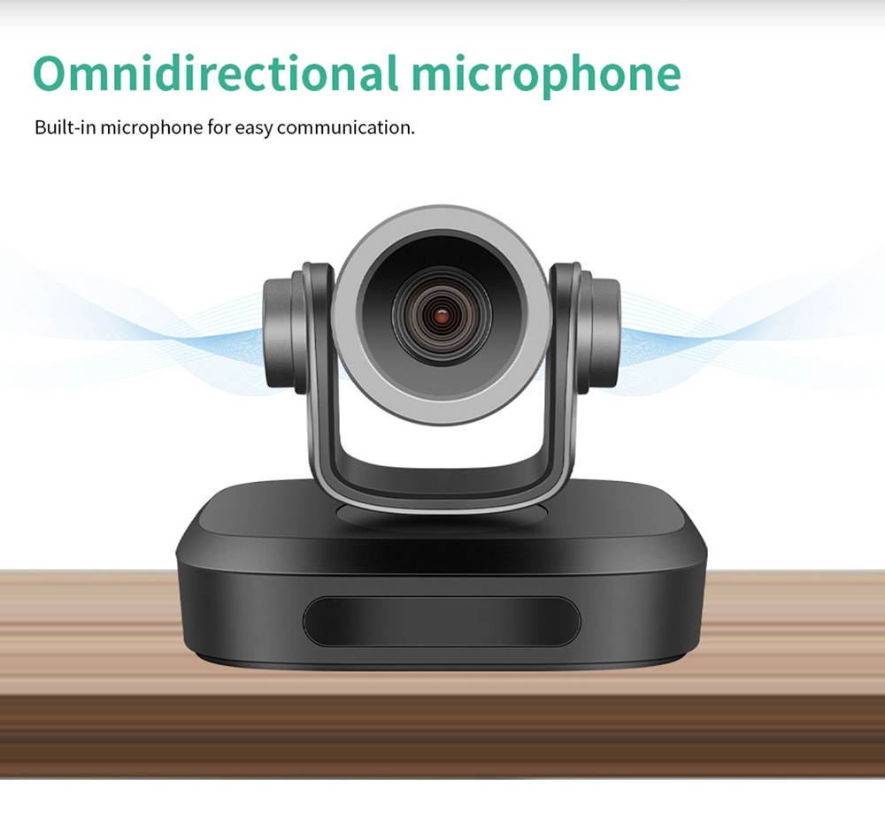 GUCEE G07-4K10X Webcam, 4K HD 10x Optical Zoom Auto Focus Built-in Microphone - Black, EU Plug