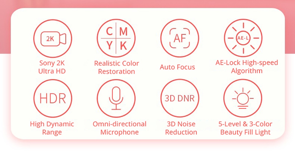 GUCEE HD88-2KAF Webcam, 28 LED Auto Focus HD 1080P 10x Digital Zoom for PC Streaming Conference - Black, EU Plug
