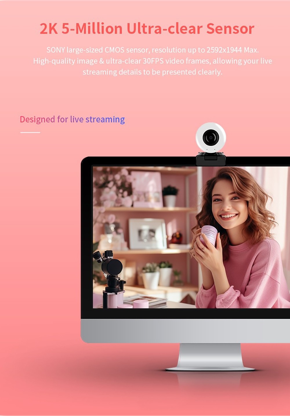 GUCEE HD88-2KAF Webcam, 28 LED Auto Focus HD 1080P 10x Digital Zoom for PC Streaming Conference - Black, EU Plug