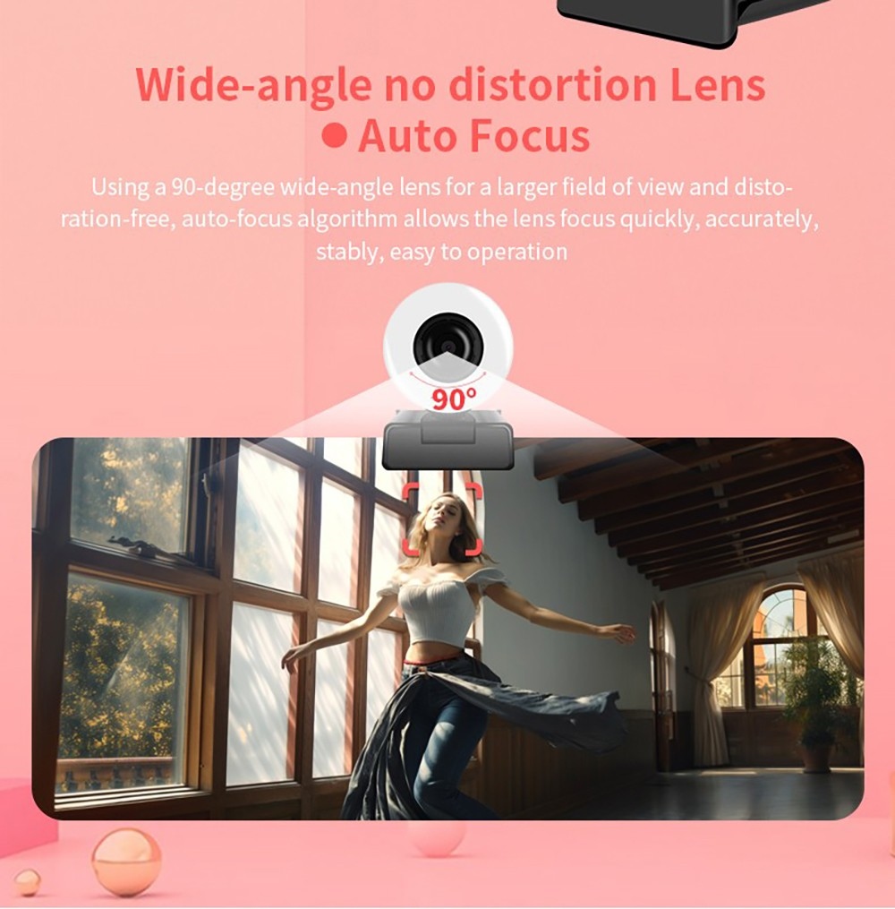 GUCEE HD88-2KAF Webcam, 28 LED Auto Focus HD 1080P 10x Digital Zoom for PC Streaming Conference - Black, EU Plug