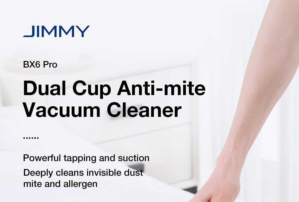 JIMMY BX6 Pro Double Cup Anti-Mite Vacuum Cleaner, 245mm Suction Inlet, 0.5L Dust Cup, Smart Dust Sensor, UV Sterilization Function, Ultrasound, LED Display