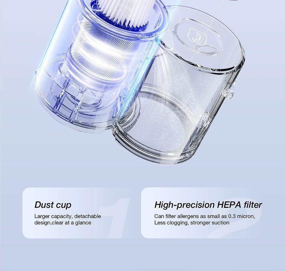 JIMMY BX6 Pro Double Cup Anti-Mite Vacuum Cleaner, 245mm Suction Inlet, 0.5L Dust Cup, Smart Dust Sensor, UV Sterilization Function, Ultrasound, LED Display