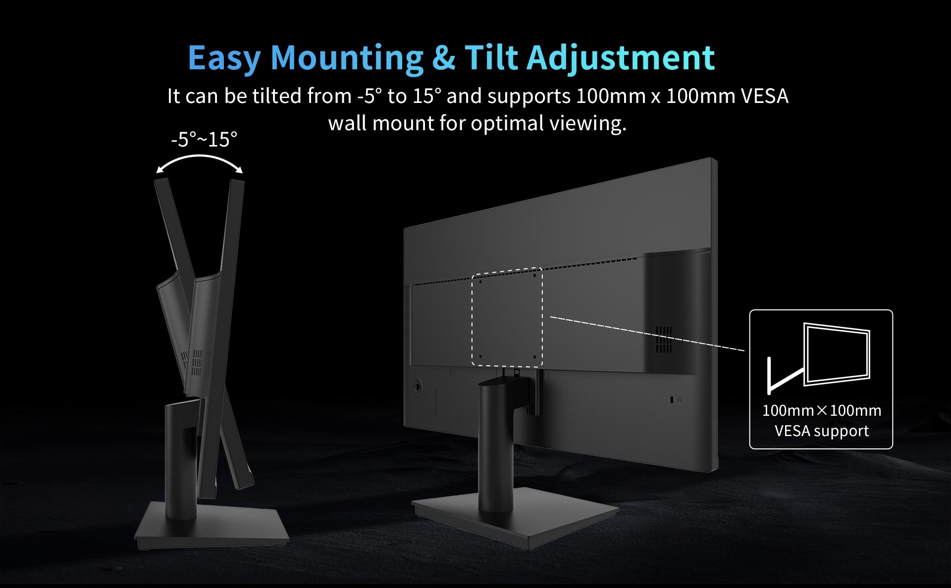 KTC H24V13 23.8-inch Gaming Monitor 100Hz 1920 x 1080 104% sRGB AdaptiveSync VESA Wall Mount Tilt Adjustment