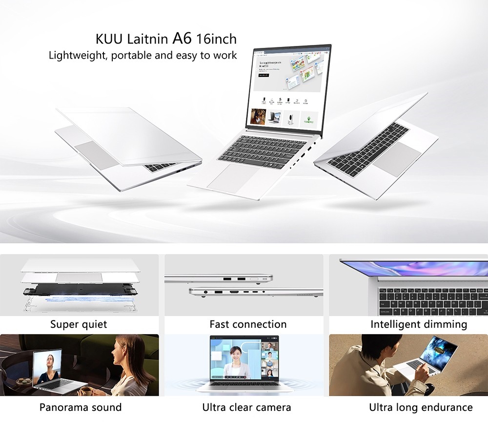 KUU A6 Laptop, Intel I7-12700H Windows 11 Pro 16GB DDR4 512GB SSD 2.5K IPS Display 2.4G/5G WiFi 6 Backlit Keyboard