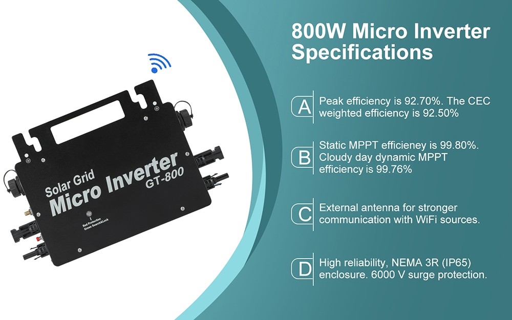 LANPWR 800W Balcony Power Plant with 4 x 200W Flexible Solar Panels, 23% Solar Conversion Efficiency, 99.80% Static MPPT Efficiency, WiFi Connection, IP67 Waterproof, Overvoltage Protection