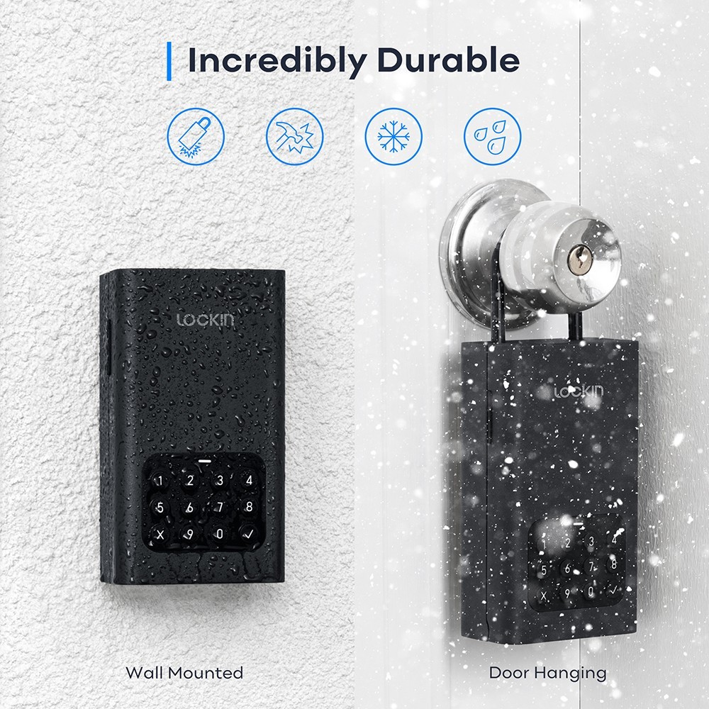 Lockin L1 Smart Lockbox, 30 Groups Password Capacity, Bluetooth & PIN Code Unlock, App Control
