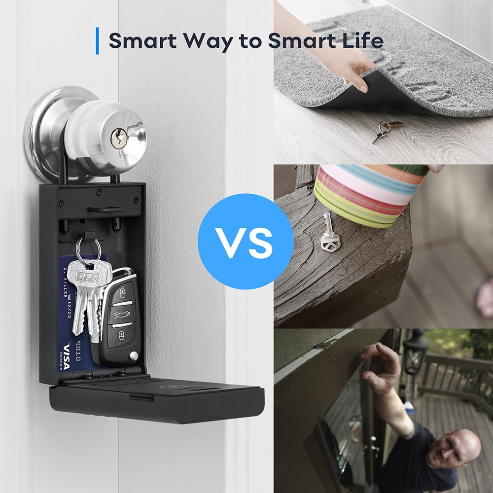 Lockin L1 Smart Lockbox, 30 Groups Password Capacity, Bluetooth & PIN Code Unlock, App Control, Large Internal Cavity, Alloy Box IPX5 Waterproof