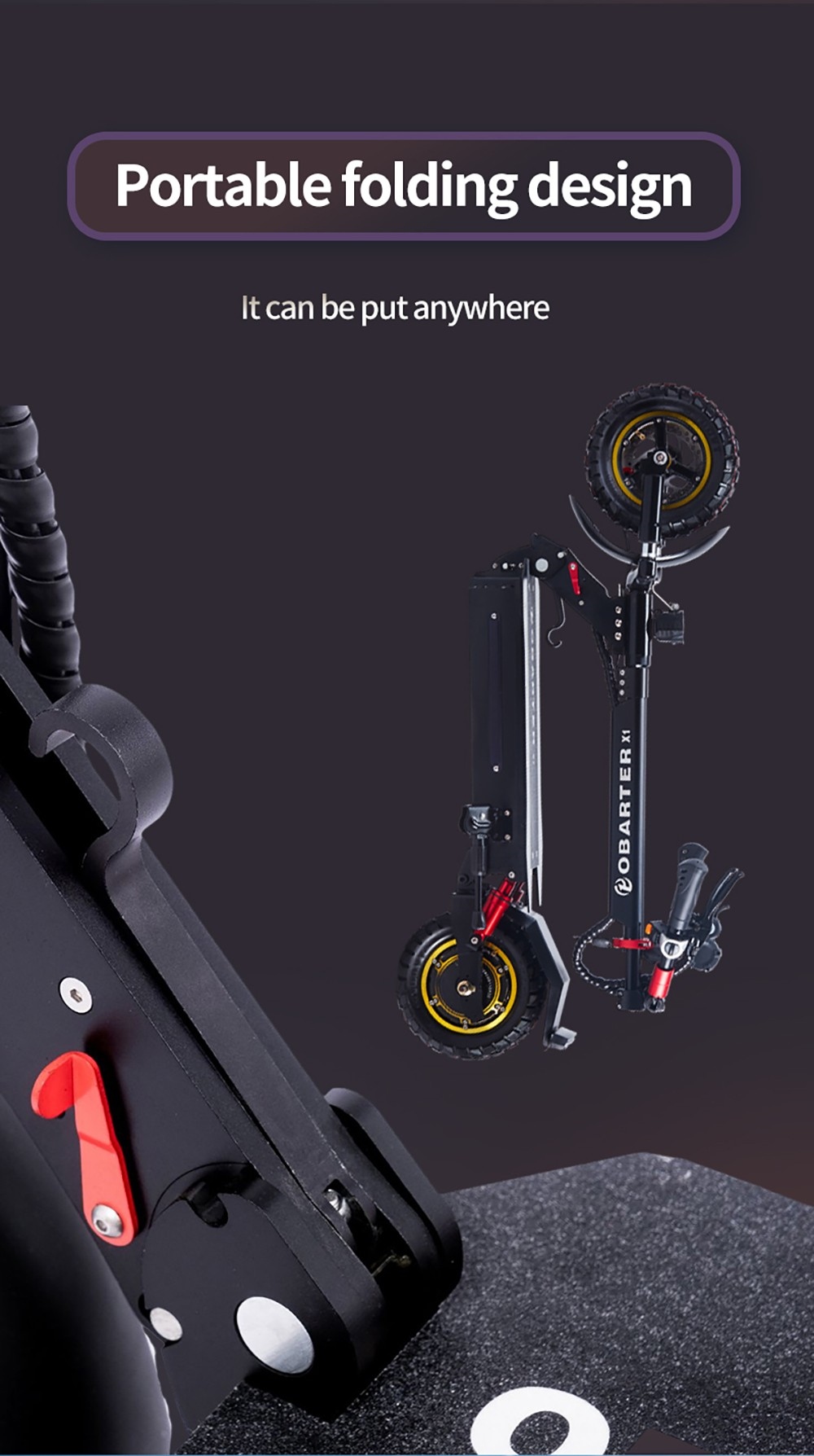 OBARTER X1 Pro Folding Electric Scooter 10-inch Tire 1000W Motor 48V 21Ah Battery 45 km/h Max Speed 65-75km Max Range Disc Brake 120kg Max Load