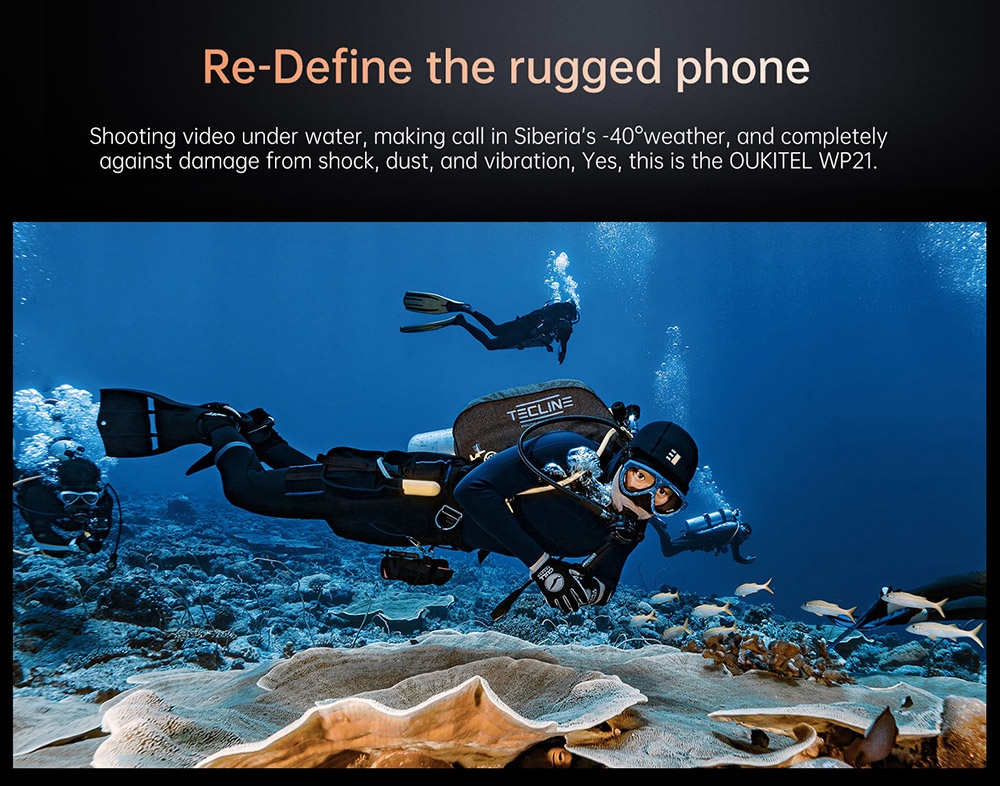 OUKITEL WP21 Rugged Smartphone, 12GB+256GB, 20MP Front Camera+64MP Rear Camera, 9800mAh Battery, 66W Fast Charging, 6.87 inch Screen, Android 12, Fingerprint Unlock