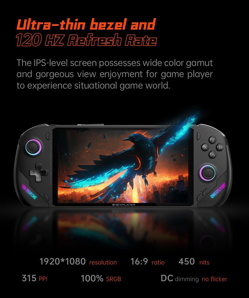 One Netbook ONEXFLY Handheld Game Console AMD Ryzen 7 7840U 32GB DDR5X RAM 1TB SSD 7-inch Windows 11 WiFi 6E Bluetooth 5.2 - Black, US