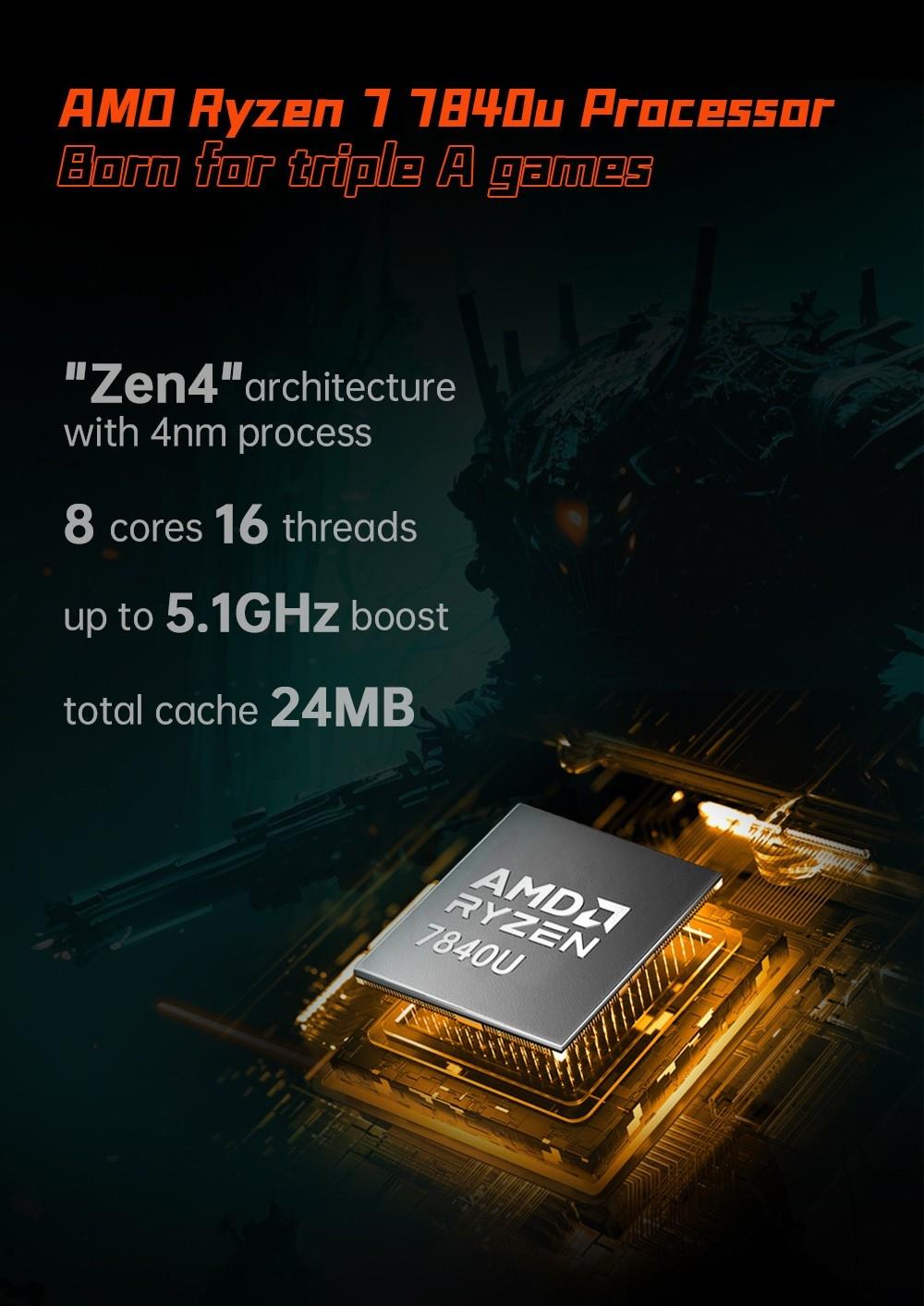 One Netbook ONEXFLY Handheld Game Console AMD Ryzen 7 7840U 32GB DDR5X RAM 1TB SSD 7-inch Windows 11 WiFi 6E Bluetooth 5.2 - Black, US