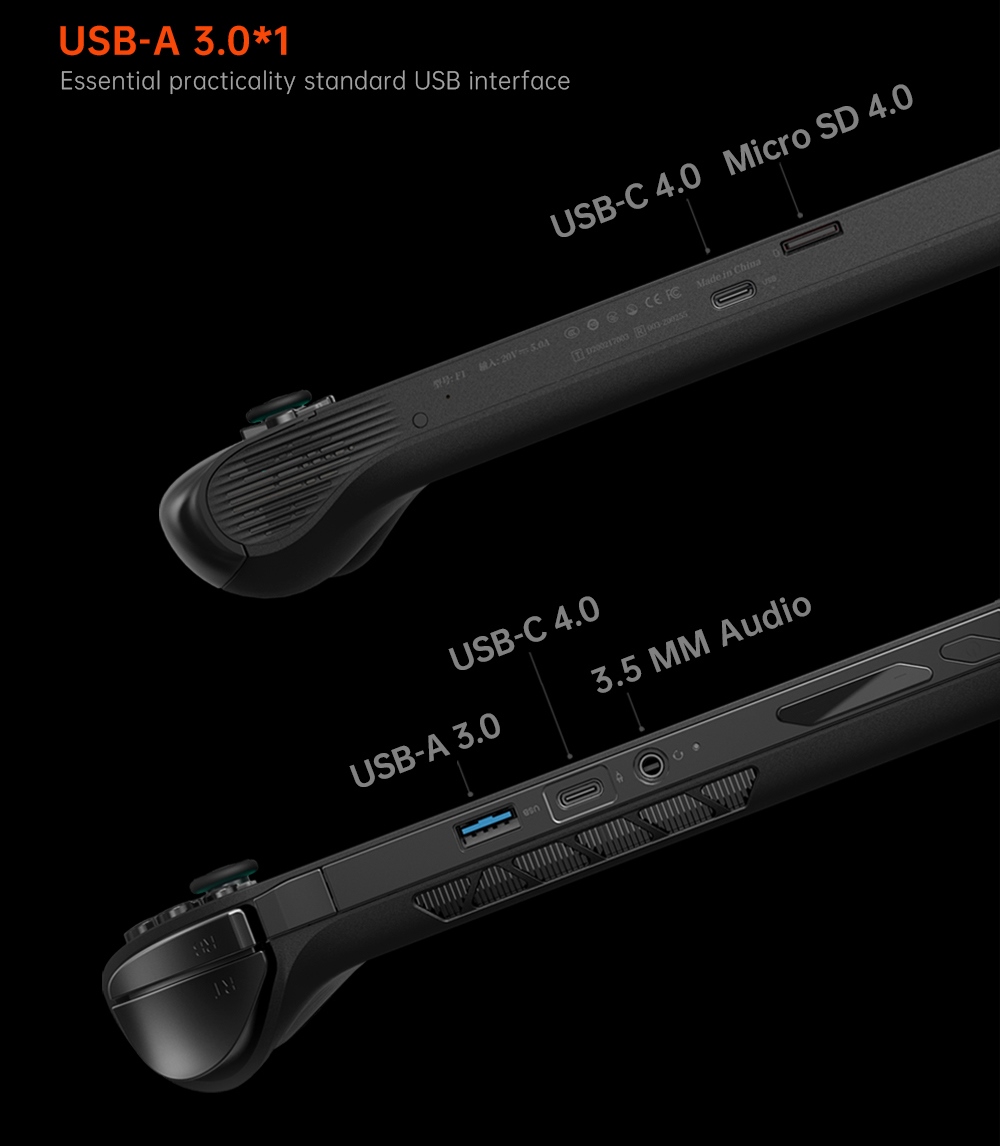 One Netbook ONEXFLY Handheld Game Console AMD Ryzen 7 7840U 32GB DDR5X RAM 1TB SSD 7-inch Windows 11 WiFi 6E Bluetooth 5.2 - Black, US