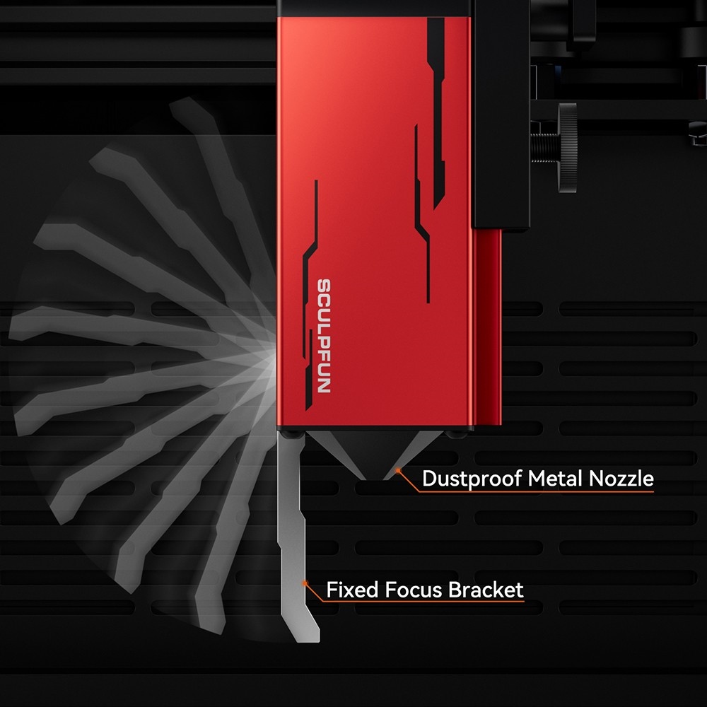 SCULPFUN iCube 3W Laser Engraver, 0.02mm Laser Spot, 10000mm/min Engraving Speed, 32-bit Motherboard, Replaceable Lens, Smoke Filter, Temperature Alarm, App Connection, 130x130mm - EU Plug