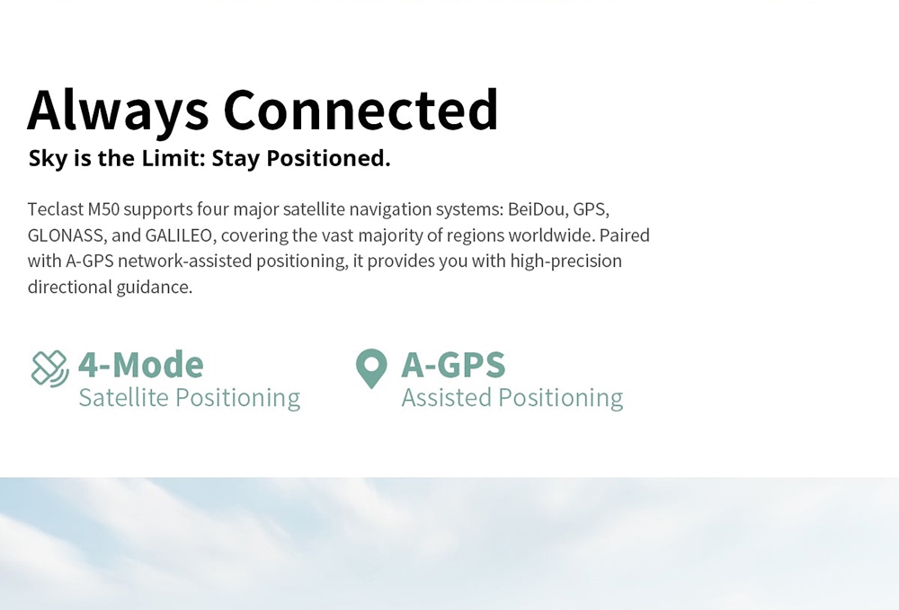 Teclast M50 Android 13 Tablet 10.1 inch 4G LTE UNISOC T606 Octa-Core Processor 6GB+6GB Expansion RAM 128GB SSD 1280x800 IPS HD Display 2.4/5G Dual-band WiFi Bluetooth 5.0 13MP Rear Camera - EU