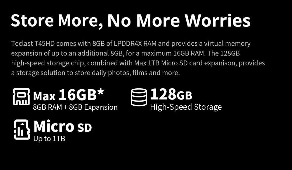 Teclast T45HD Android 13 Tablet 10.5 inch UNISOC T606 Octa-Core Processor 8GB+8GB Expansion RAM 128 SSD 2.4/5G Dual-band WiFi Bluetooth 5.0 - EU