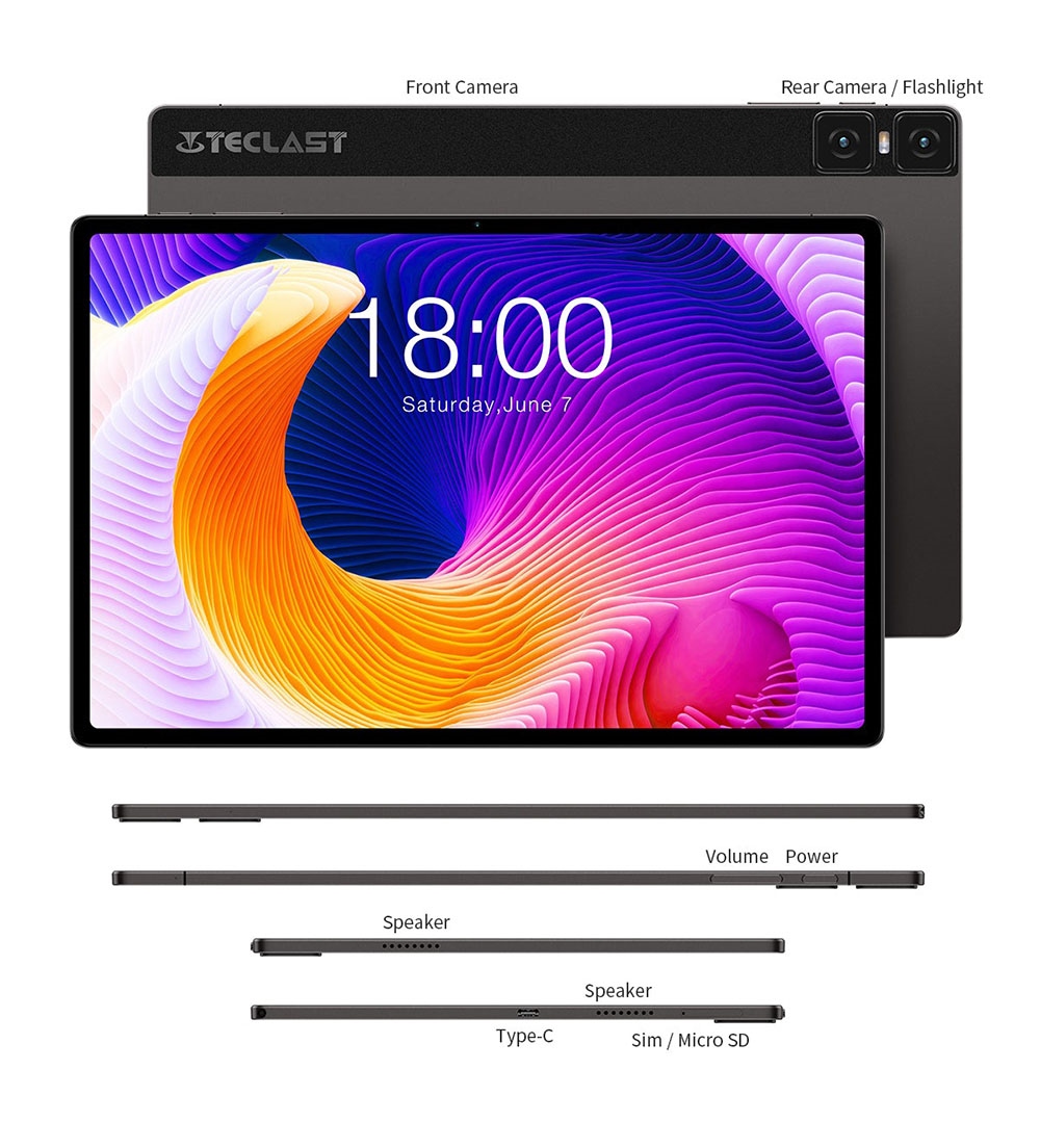 Teclast T45HD Android 13 Tablet 10.5 inch UNISOC T606 Octa-Core Processor 8GB+8GB Expansion RAM 128 SSD 2.4/5G Dual-band WiFi Bluetooth 5.0 - EU