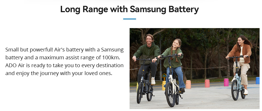 ADO A20 Air Folding E-bike 20 inch 36V 250W Motor 25km/h Max Speed 10Ah Samsung Battery 100km Range Torque Sensor IPX7 Waterproof IPS Color Display Carbon Belt Drive Dual Hydraulic Disc Brake- White