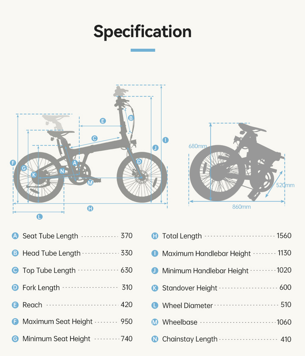 ADO A20 Air Folding E-bike 20 inch 36V 250W Motor 25km/h Max Speed 10Ah Samsung Battery 100km Range Torque Sensor IPX7 Waterproof IPS Color Display Carbon Belt Drive Dual Hydraulic Disc Brake- White