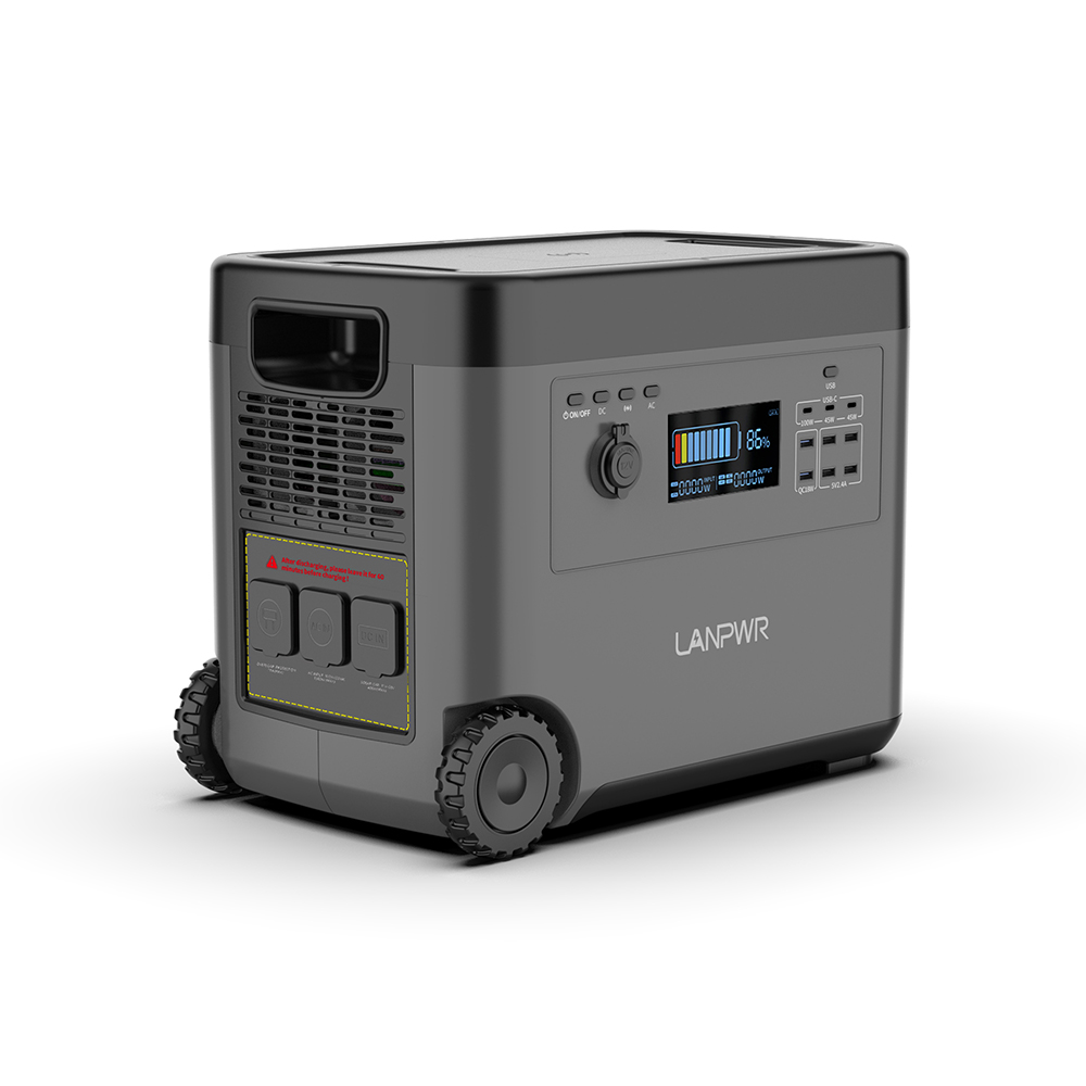 LANPWR 2500W Portable Power Station, 2160Wh LifePo4 Solar Generator, 15W Wireless Charging, 14 Outlets, 65 Mins AC Fast Charging, for Balcony Solar System, Camping, RV Trip, Outdoor Party, Home Use