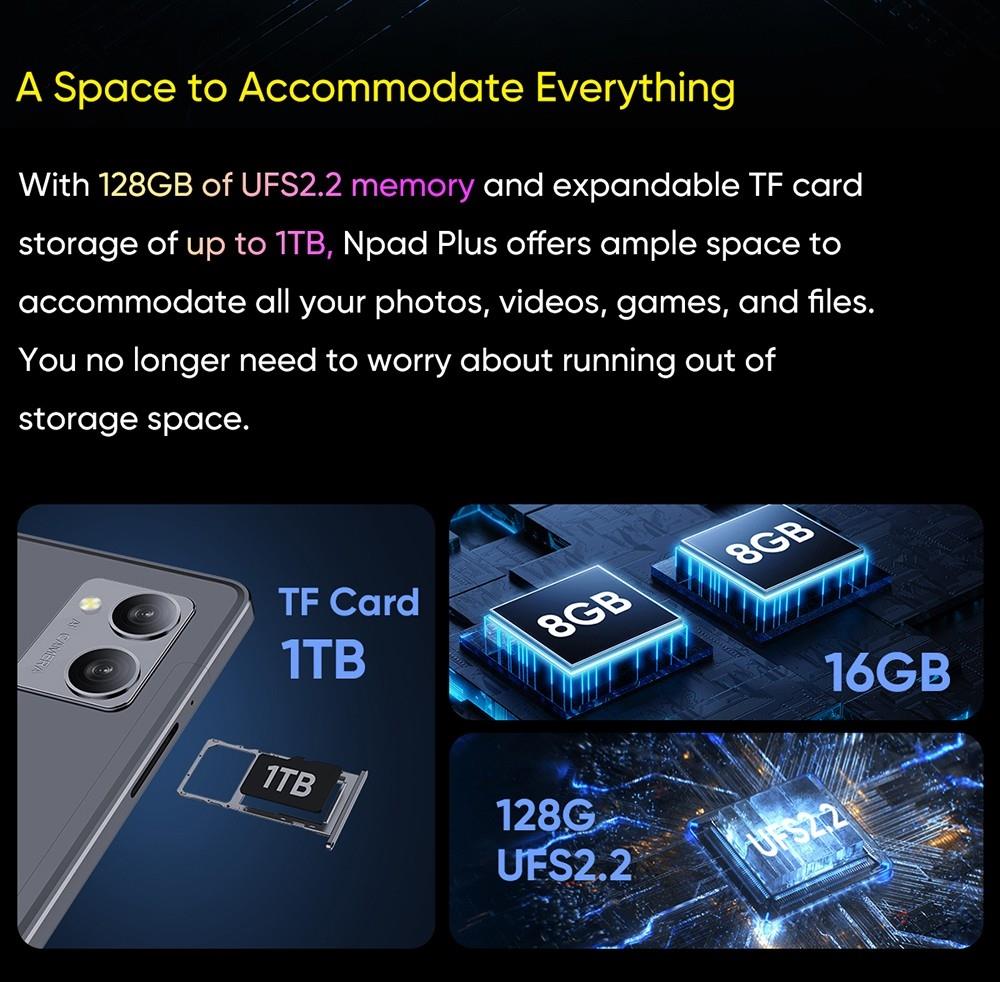 N-one NPad Plus Android 13 Tablet PC, MTK8183 Octa Core 2.0GHz, 8GB+128GB, 10.36'' Full Display 2000x1200 2K Incell FHD IPS Screen 300Nits Brightness, 500g Light, Dual WiFi Camera BT5.0, Type-C Micro SD, GPS BDS GLONASS Galileo A-GPS with Case & Film