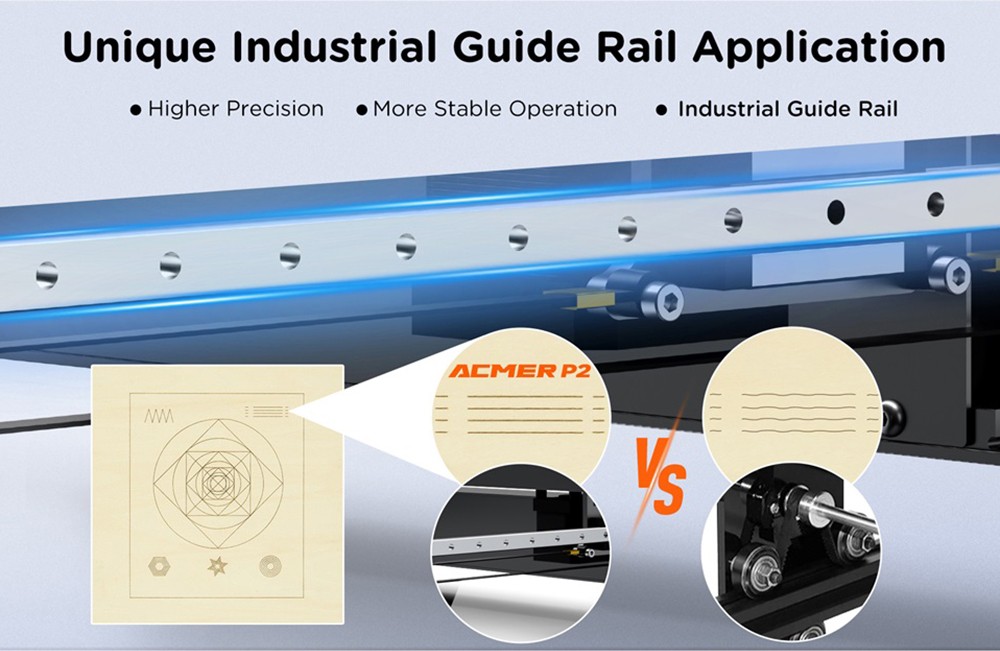 ACMER P2 10W Laser Engraver Cutter, Fixed Focus, Engraving at 30000mm/min, Ultra-silent Auto Air Assist, 0.01mm Engraving Accuracy, iOS Android App Control, Pre-Assembled, 420*400mm