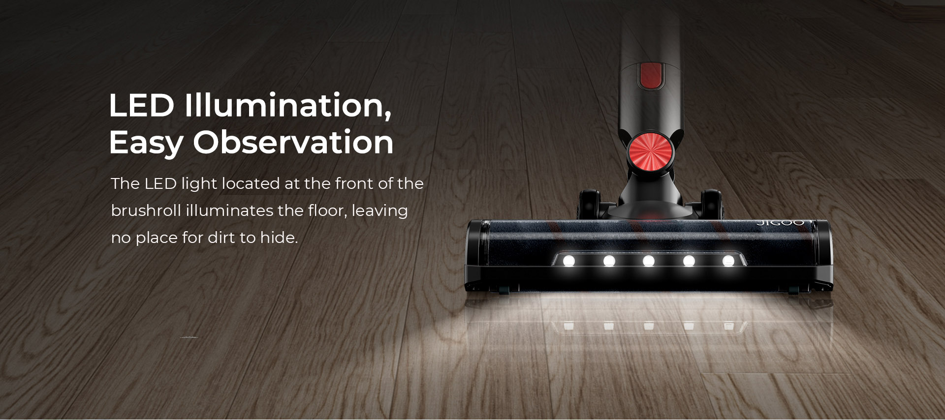 JIGOO C500 Cordless Vacuum Cleaner, 33KPa Suction, 500W Motor, Smart Dust Sensor, 1.2L Dust Cup, Up to 60 Mins Runtime, 2200mAh Removable Battery, LED Touch Screen, Rotatable Metal Tube