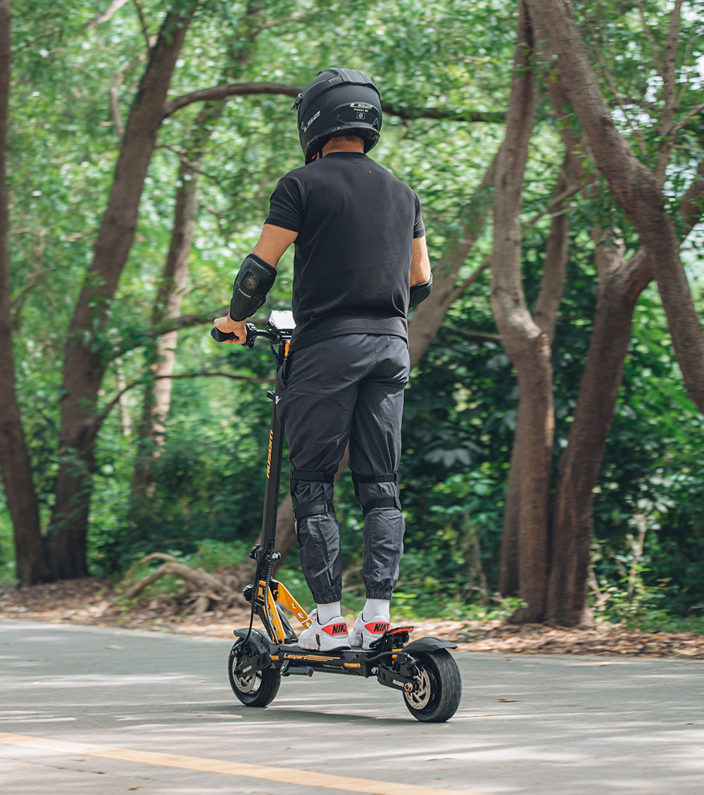 Ausom Leopard 10-inch Off-Road Electric Scooter, 1000W Motor 34mph Max Speed 20.8Ah Battery 52 Miles Range, 265lb Max Load with Smart LCD Display and Detachable Seat IP54