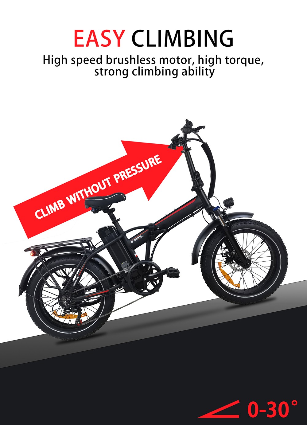 BAOLUJIE DZ2031 Electric Bike, 500W Motor 48V 13Ah Battery 20*4.0inch Tire 35-45km Range 40km/h Max Speed SHIMANO 7-speed Mechanical Disc Brake - Black