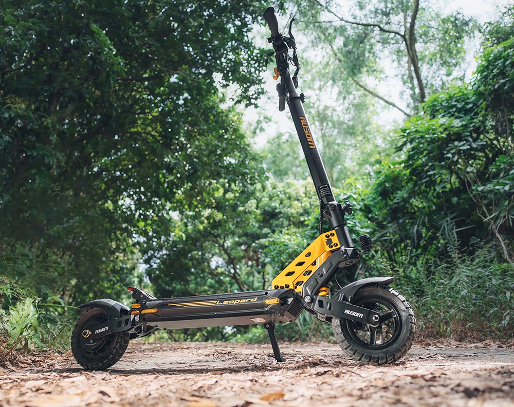 Ausom Leopard 10-inch Off-Road Electric Scooter, 1000W Motor 34mph Max Speed 20.8Ah Battery 52 Miles Range, 265lb Max Load with Smart LCD Display and Detachable Seat IP54