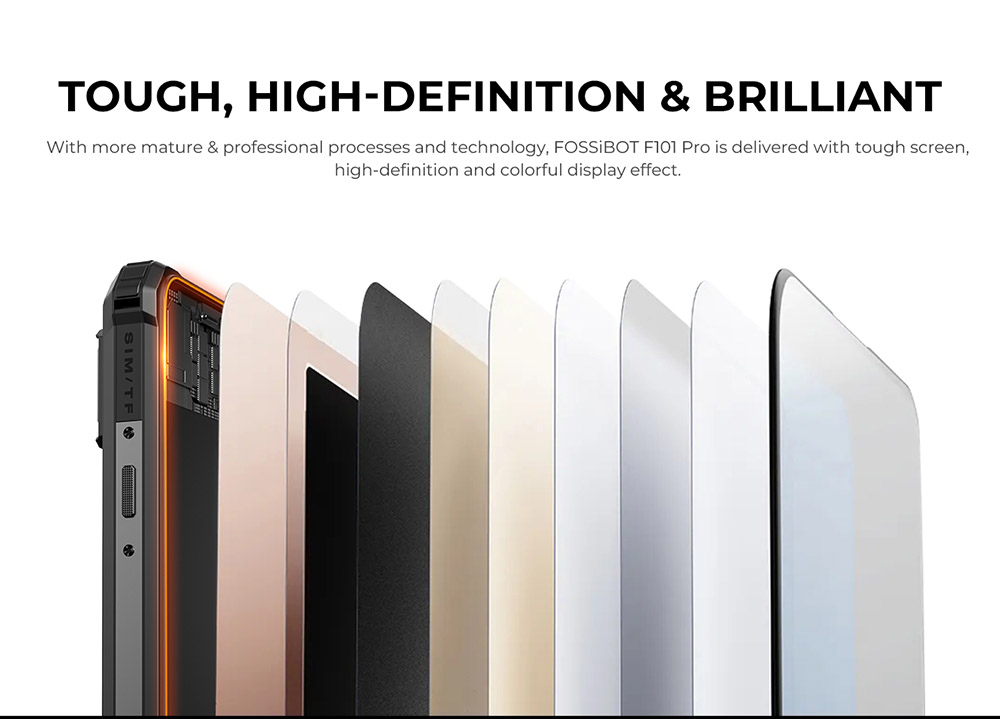 FOSSiBOT F101 PRO Robustes Smartphone, entsperrt 2023, 8 GB + 128 GB, AI-Dreifachkamera, funktionales Display auf der Rückseite, 10600 mAh großer Akku, Entsperrung per Fingerabdruck/Gesicht, NFC, HAC, Android 13.0 – Schwarz